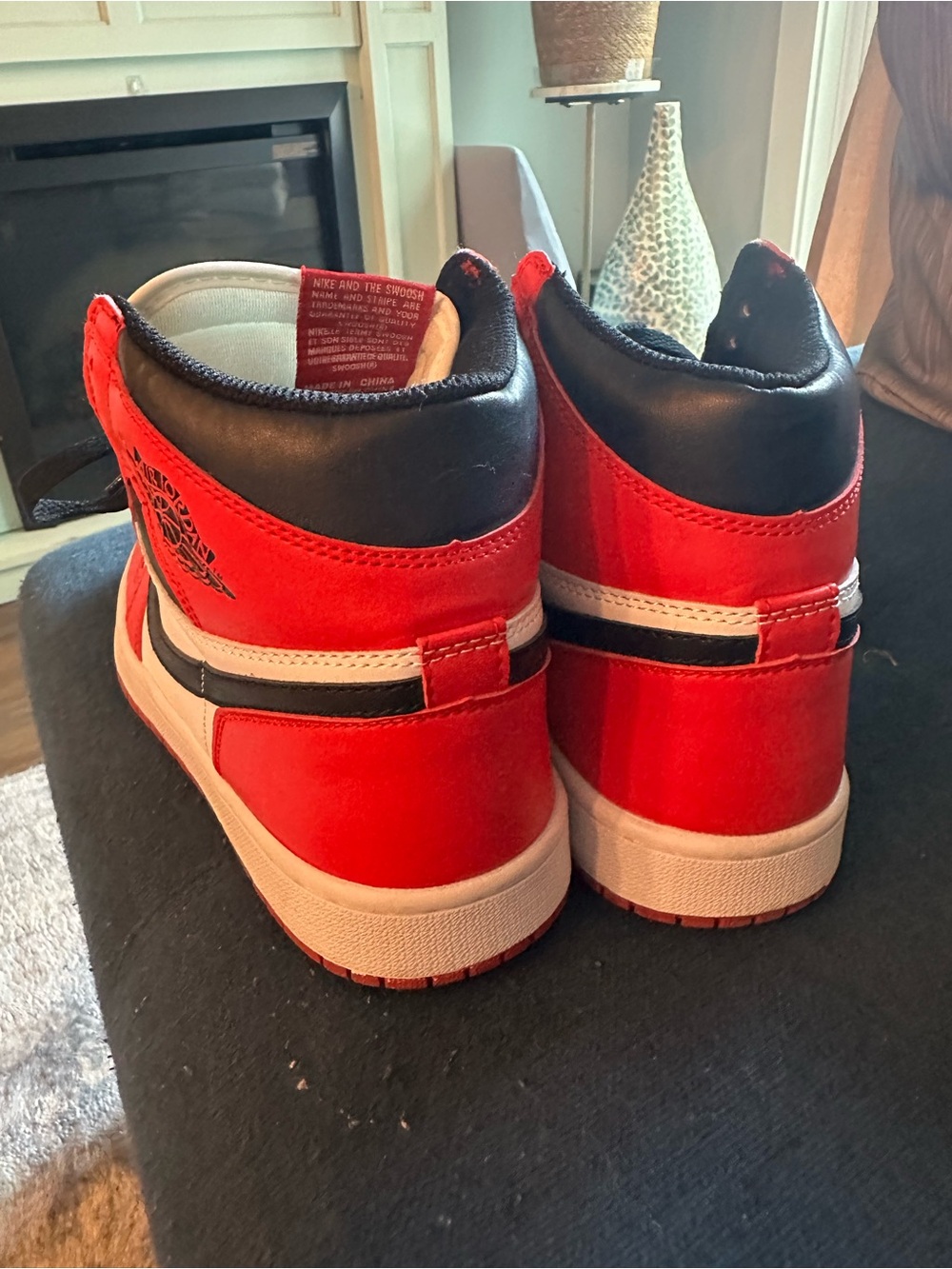 Jordan Low-Top Sneakers in Black, White & Red Accent - Picture 4 of 6